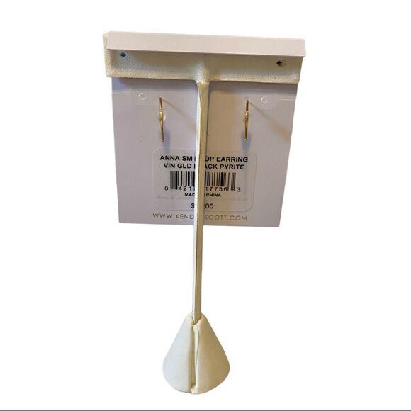 Kendra Scott Vintage Gold & Black Pyrite Small Drop Earrings. - Picture 5 of 6